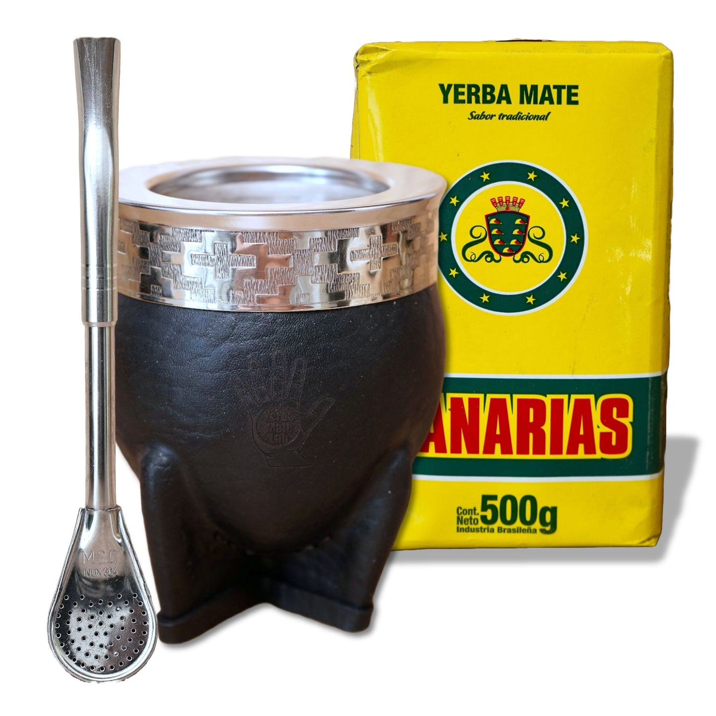 stainless steel gourd and bombilla with canarias kit