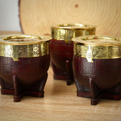 three imperial mate gourds with bronze rims